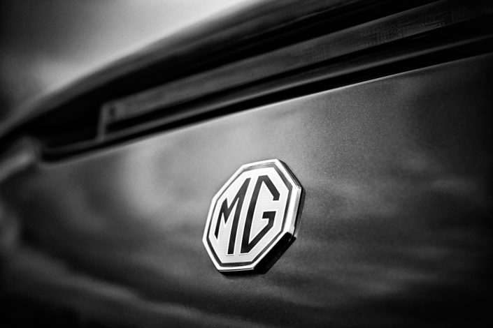 Das Logo von MG auf der Heckklappe